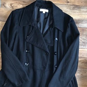 🛑 SOLD ‼️ NEW YORK & COMPANY BLACK WOOL BLEND PEA COAT — SIZE XL